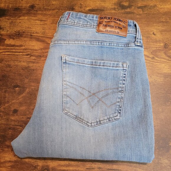 Seven7 Jeans Mens 34x32 Measures 34x30 Slim Straight Leg Medium Light Wash Denim - Picture 3 of 9
